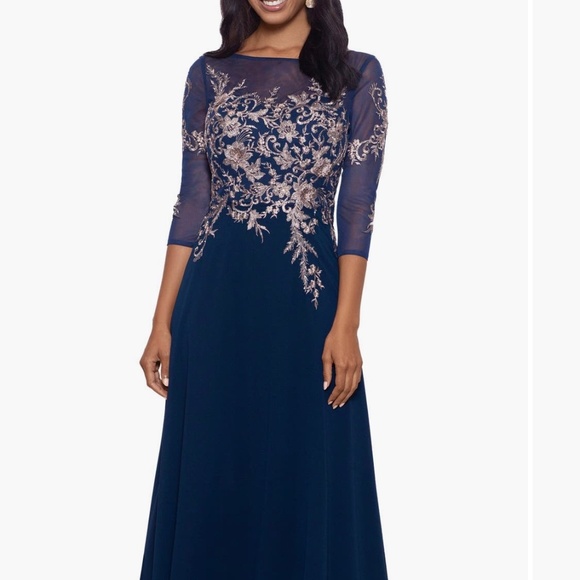 Betsy& Adam Metallic Embroidered Gown - Picture 1 of 4